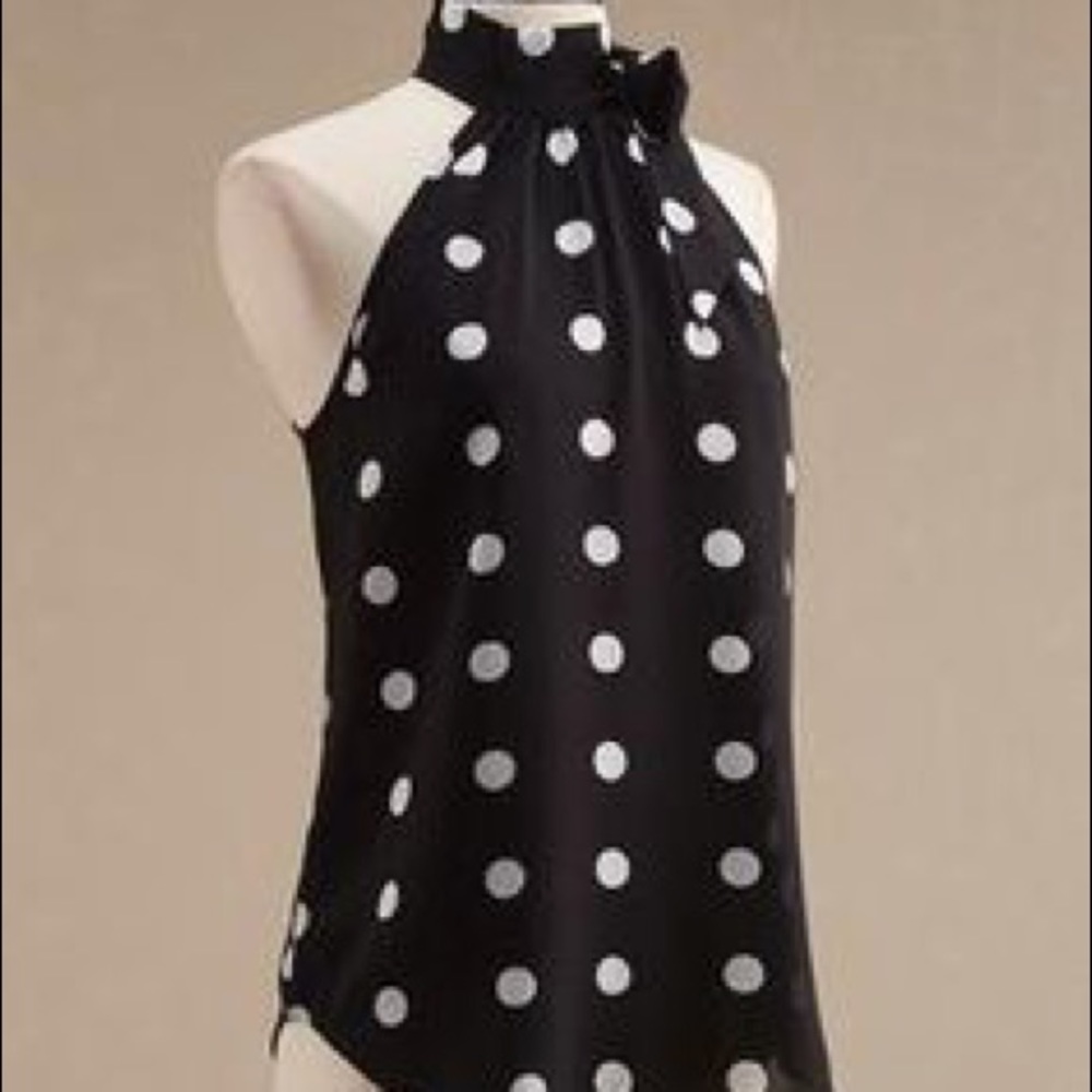 Polka Dot Tie Neck Bow Top Francesca's